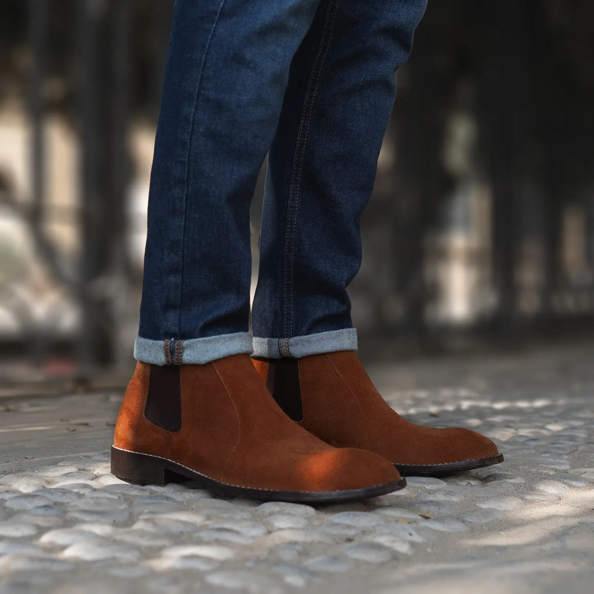 Clarkson Chelsea Brown Suede Leather Boots - men's boots in brown suede leather, view 7