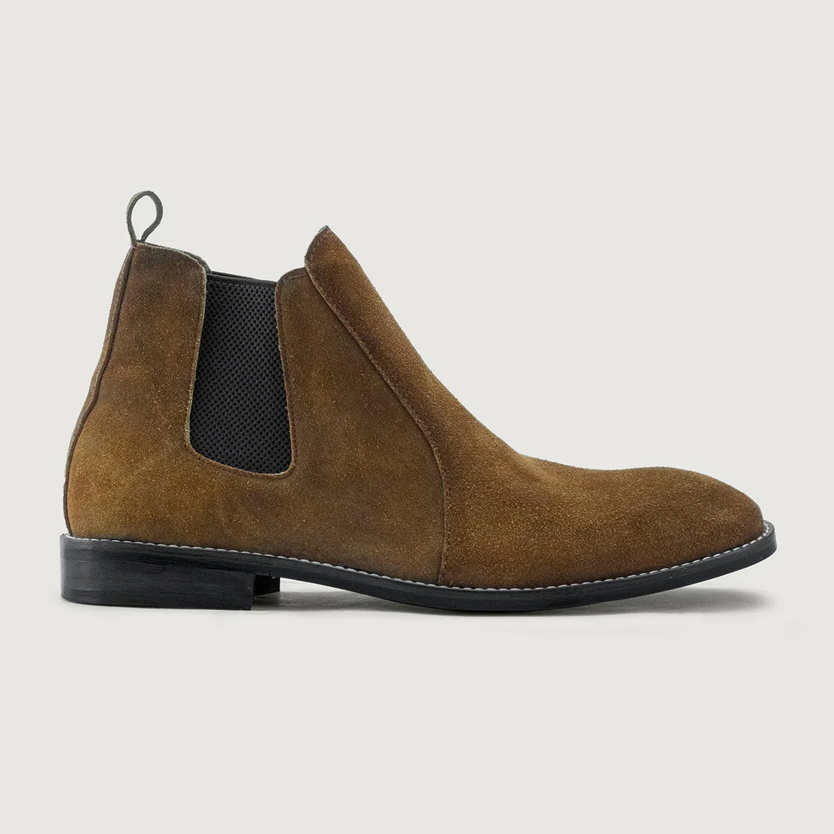 Clarkson Chelsea Brown Suede Leather Boots Rugged Sole - men's boots in brown suede leather, view 2