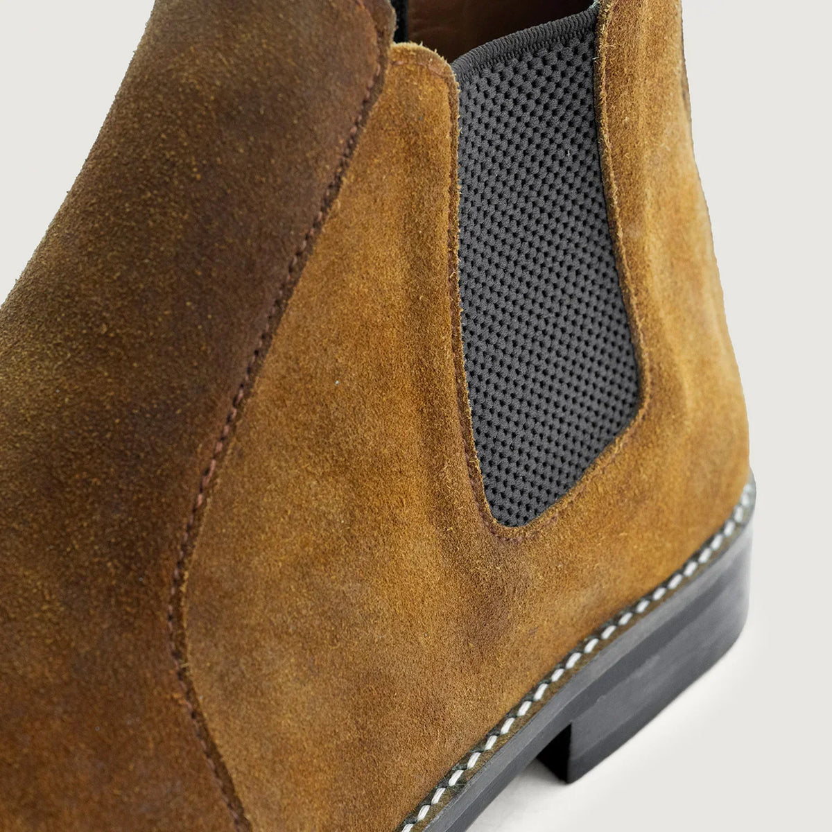 Clarkson Chelsea Brown Suede Leather Boots Rugged Sole - men's boots in brown suede leather, view 5