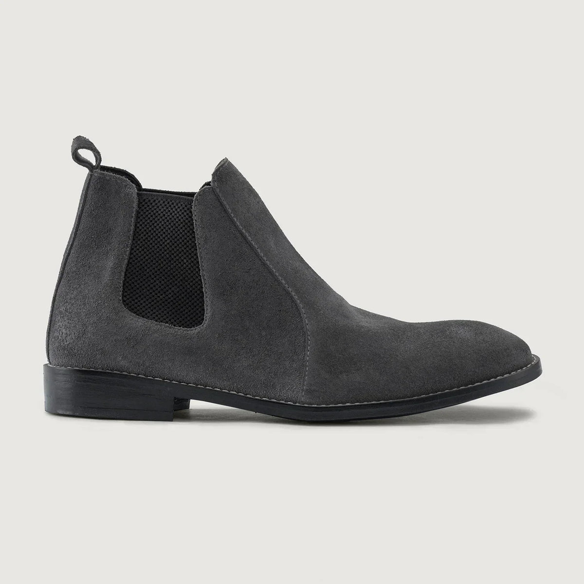 Clarkson Chelsea Grey Suede Leather Boots Rugged Sole - men's boots in grey suede leather, view 2