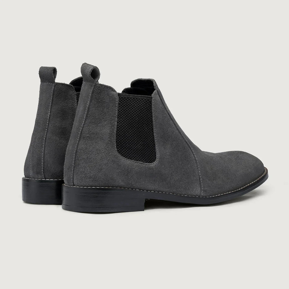 Clarkson Chelsea Grey Suede Leather Boots Rugged Sole - men's boots in grey suede leather, view 4