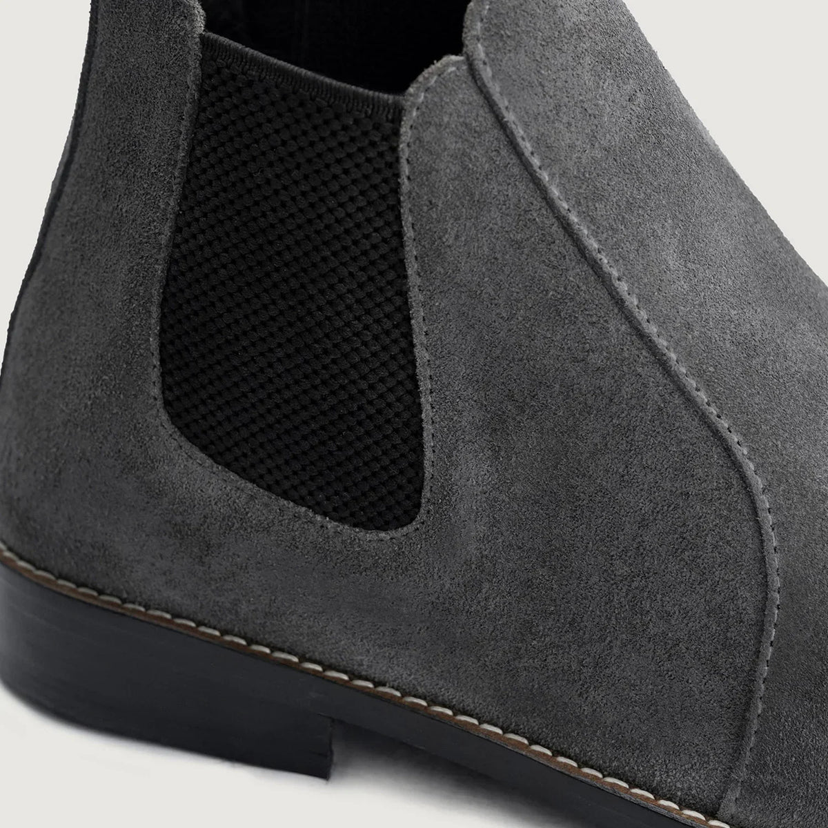 Clarkson Chelsea Grey Suede Leather Boots Rugged Sole - men's boots in grey suede leather, view 5
