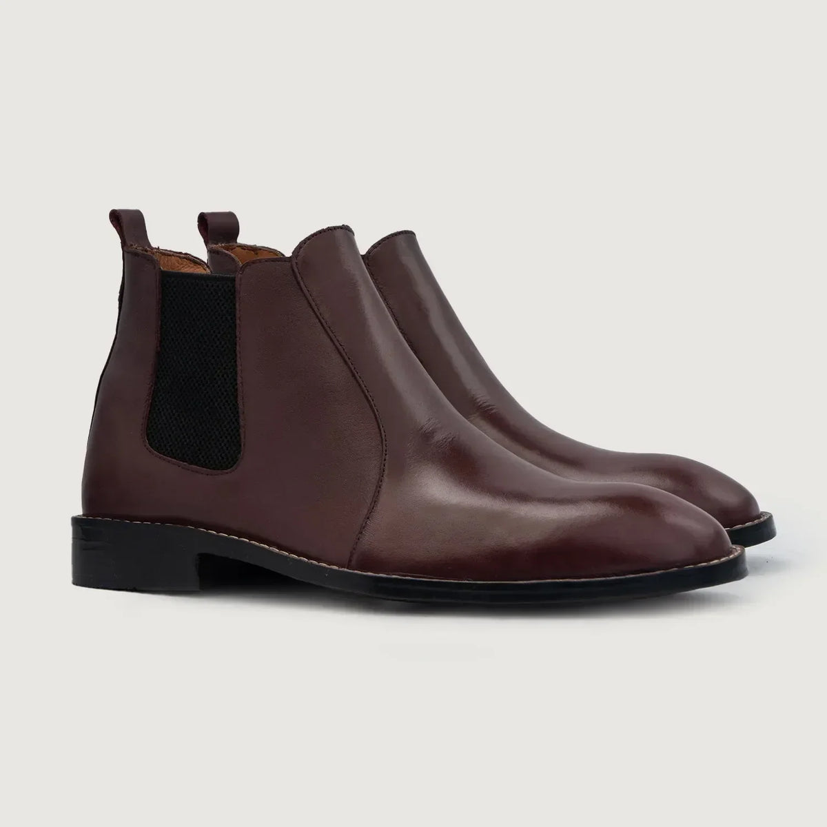 Clarkson Chelsea Maroon Leather Boots - men's boots in maroon genuine leather, view 1