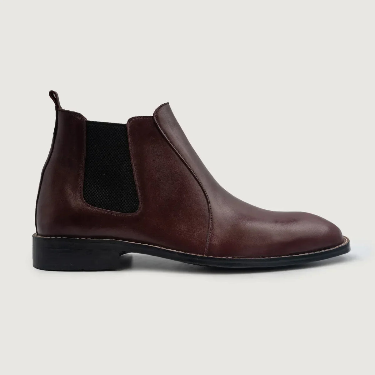 Clarkson Chelsea Maroon Leather Boots - men's boots in maroon genuine leather, view 2