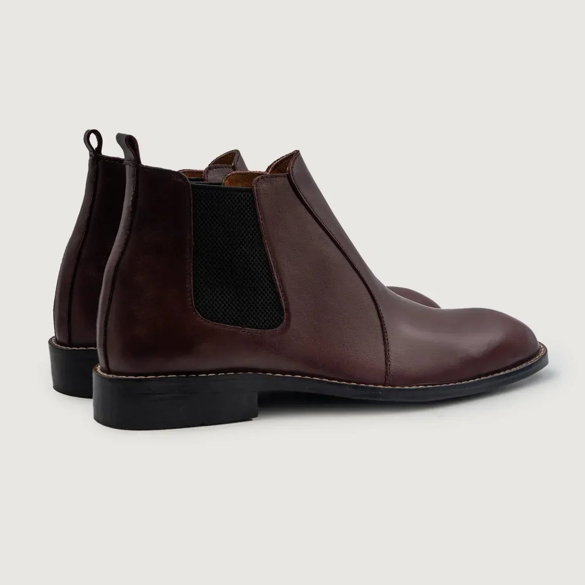 Clarkson Chelsea Maroon Leather Boots - men's boots in maroon genuine leather, view 3