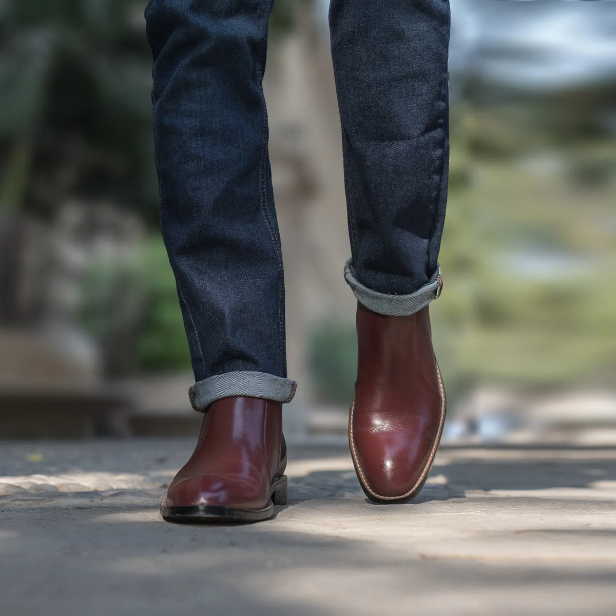 Clarkson Chelsea Maroon Leather Boots - men's boots in maroon genuine leather, view 7