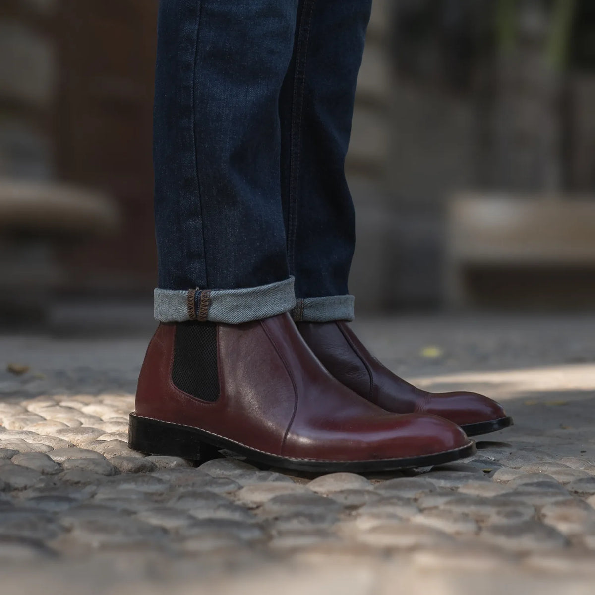 Clarkson Chelsea Maroon Leather Boots - men's boots in maroon genuine leather, view 9