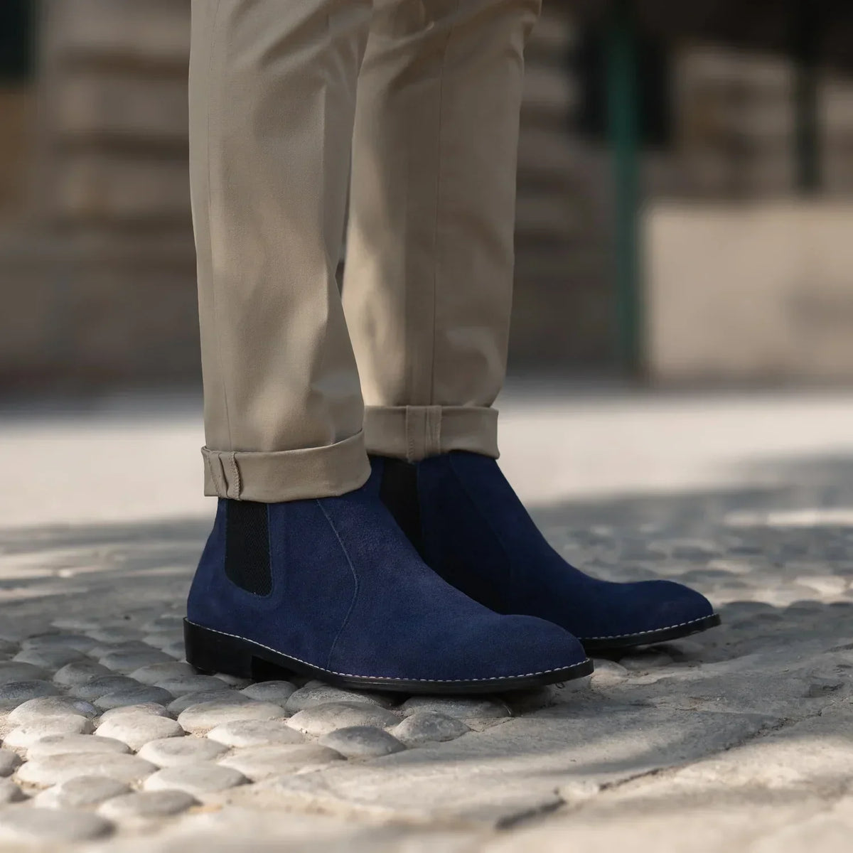Clarkson Chelsea Midnight Blue Suede Leather Boots - men's boots in midnight blue suede leather, view 10