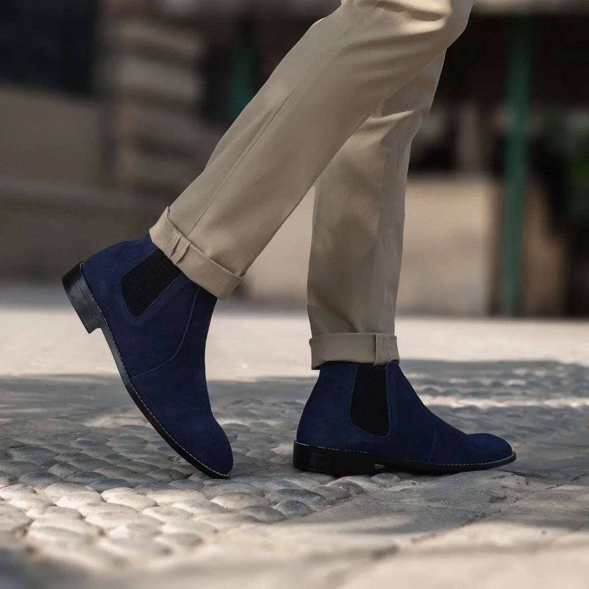 Clarkson Chelsea Midnight Blue Suede Leather Boots - men's boots in midnight blue suede leather, view 7