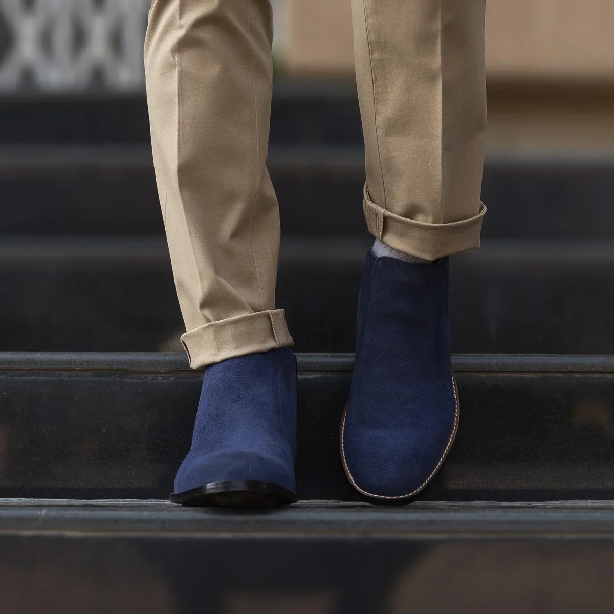 Clarkson Chelsea Midnight Blue Suede Leather Boots - men's boots in midnight blue suede leather, view 9