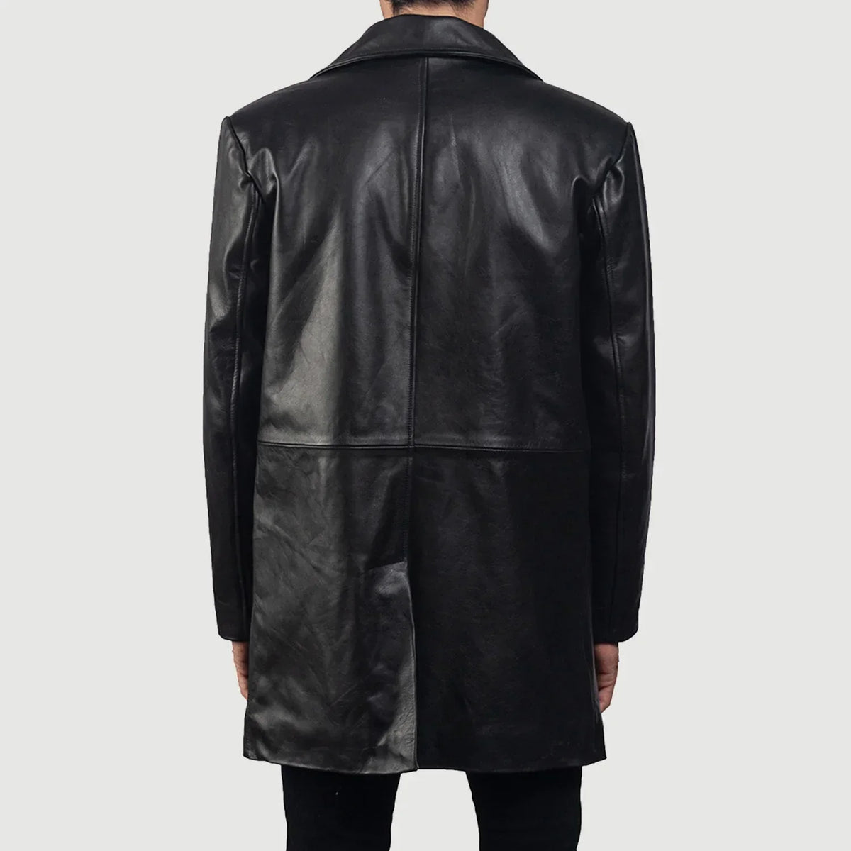 Classmith Black Leather Coat - men's coat in black cowhide leather, view 6