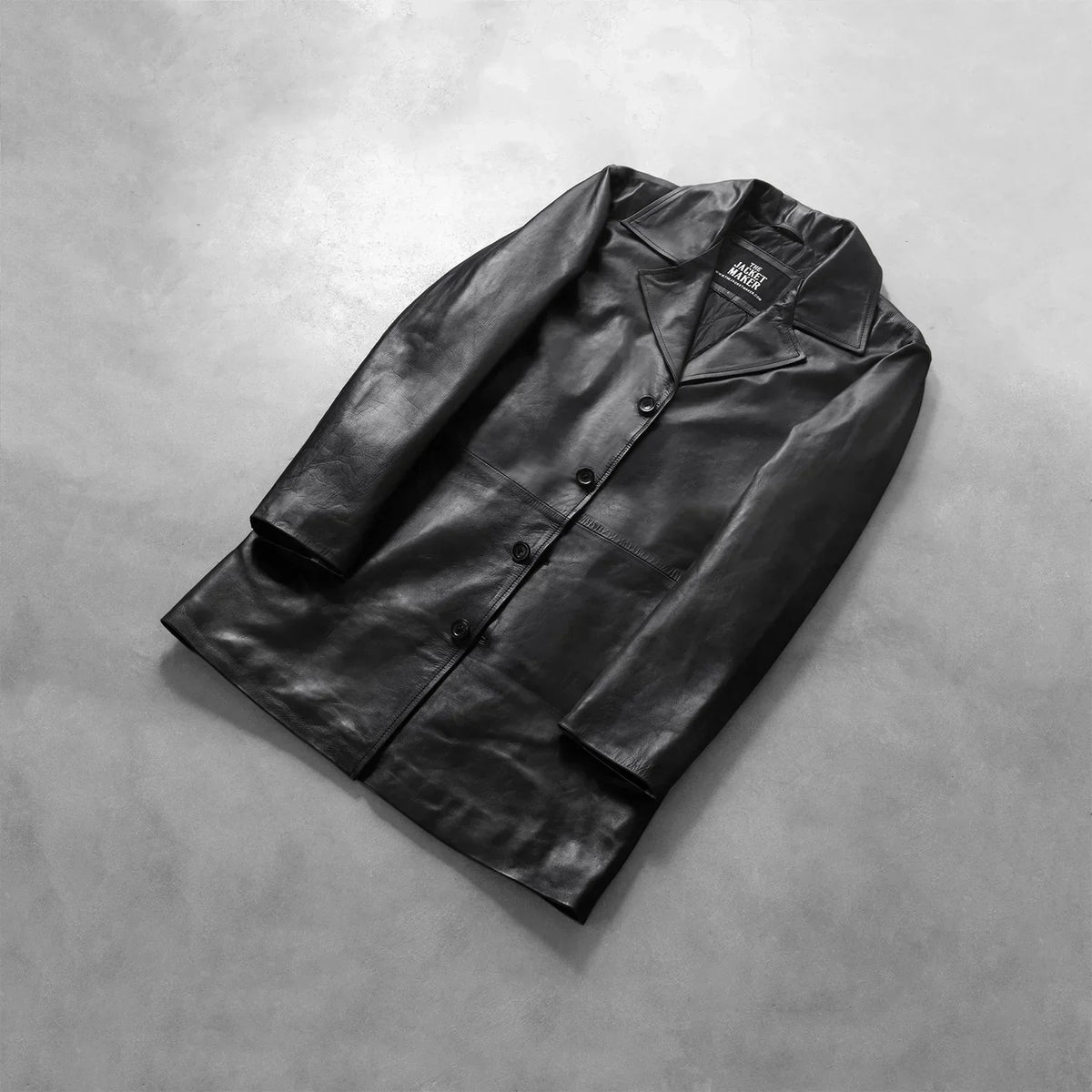 Classmith Black Leather Coat - men's coat in black cowhide leather, view 7