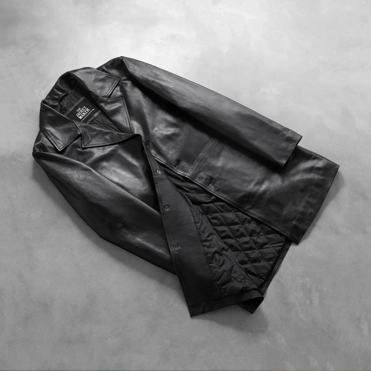 Classmith Black Leather Coat - men's coat in black cowhide leather, view 8