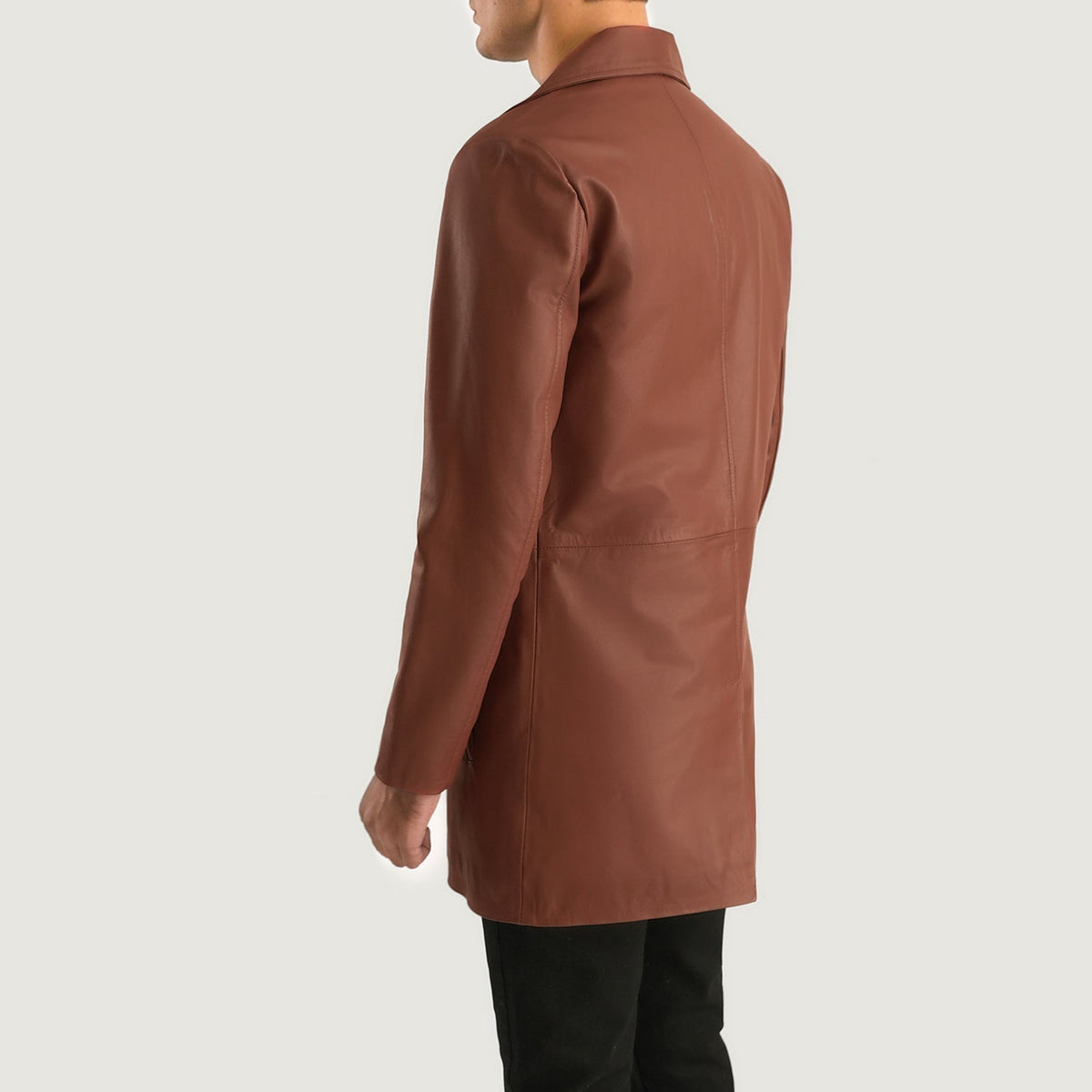Classmith Brown Leather Coat - men's coat in brown cowhide leather, view 5