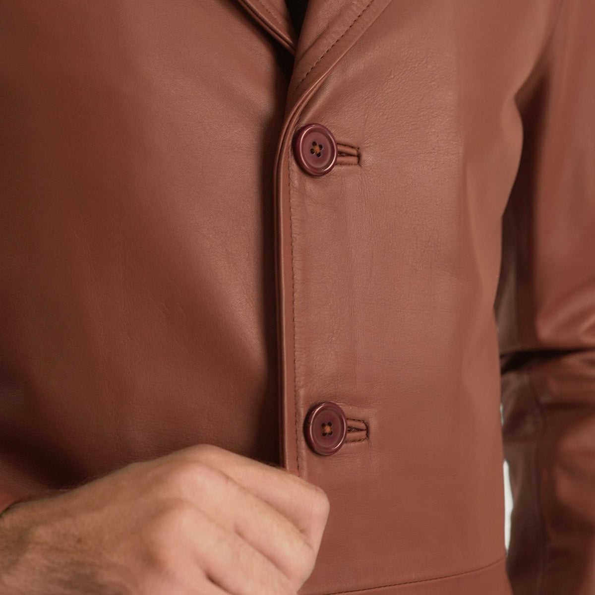 Classmith Brown Leather Coat - men's coat in brown cowhide leather, view 6