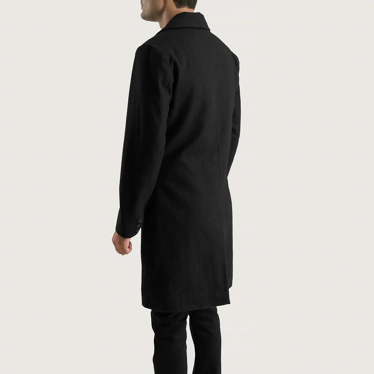 Claud Black Wool Double Breasted Coat - men's coat in black wool, view 5