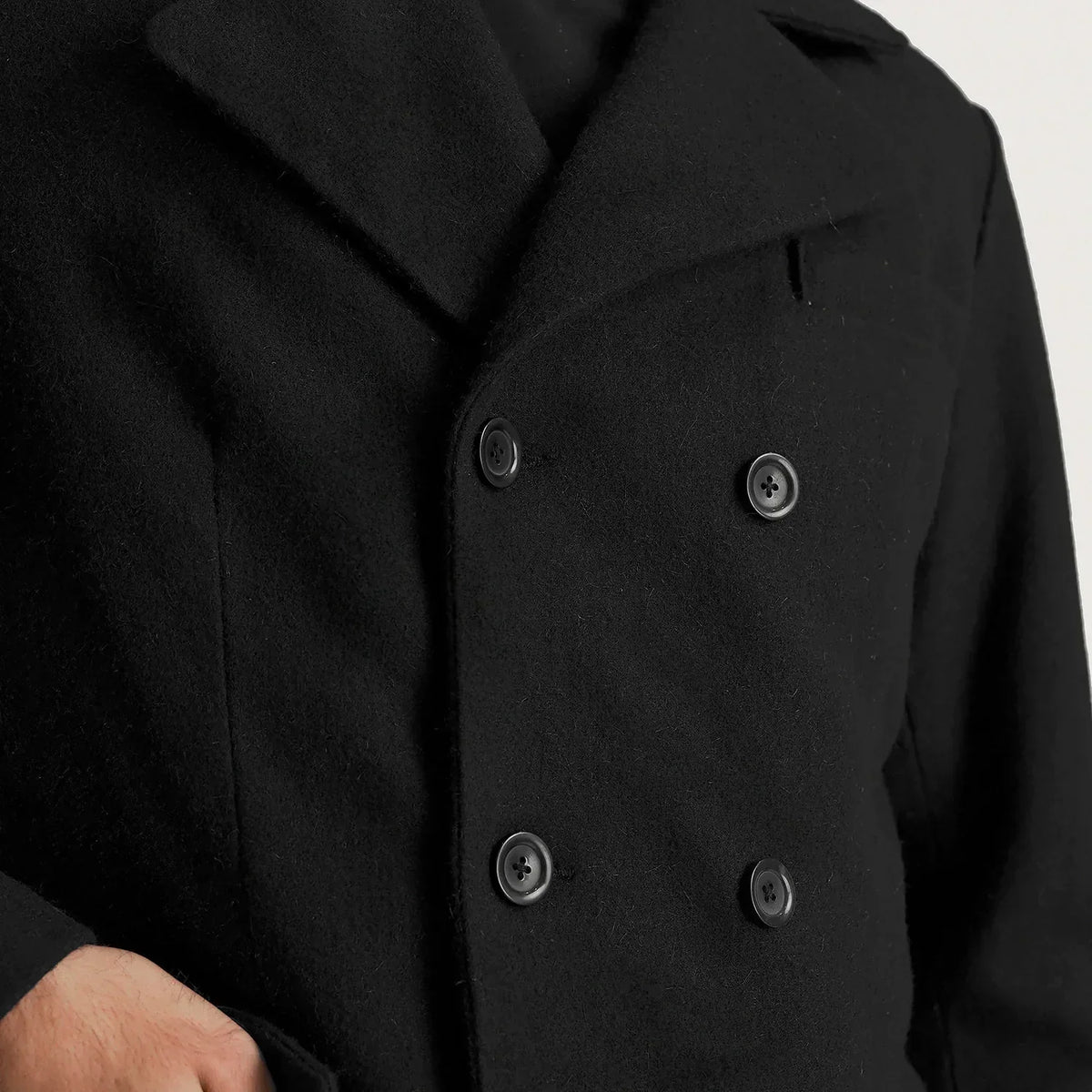 Claud Black Wool Double Breasted Coat - men's coat in black wool, view 6