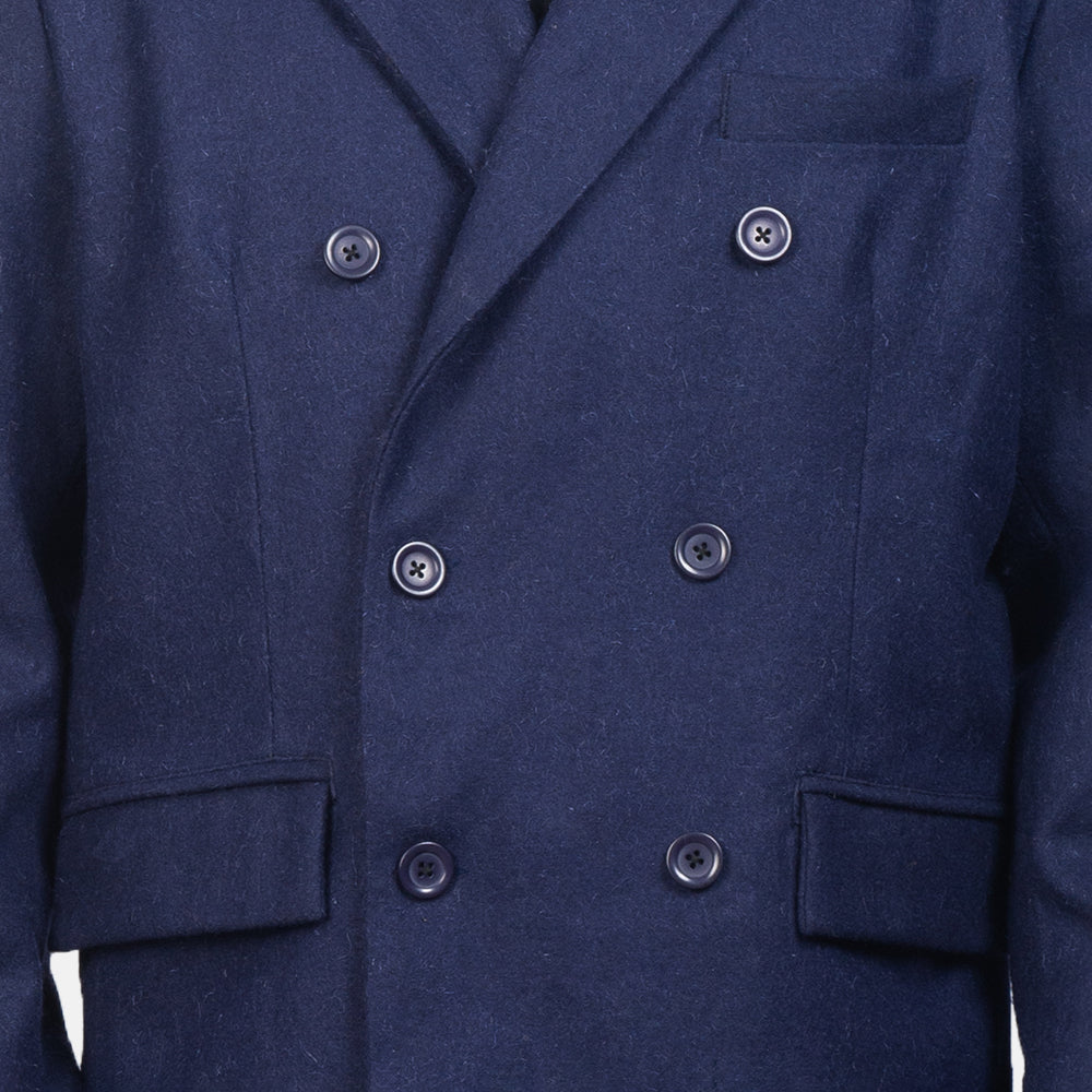 Claud Blue Wool Double Breasted Coat - men's coat in blue wool, view 6