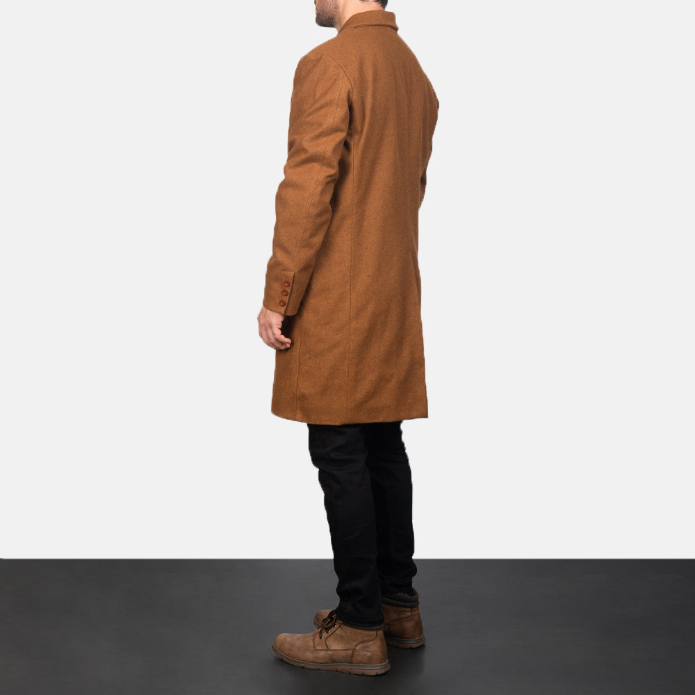 Claud Khaki Wool Double Breasted Coat - men's coat in khaki wool, view 5