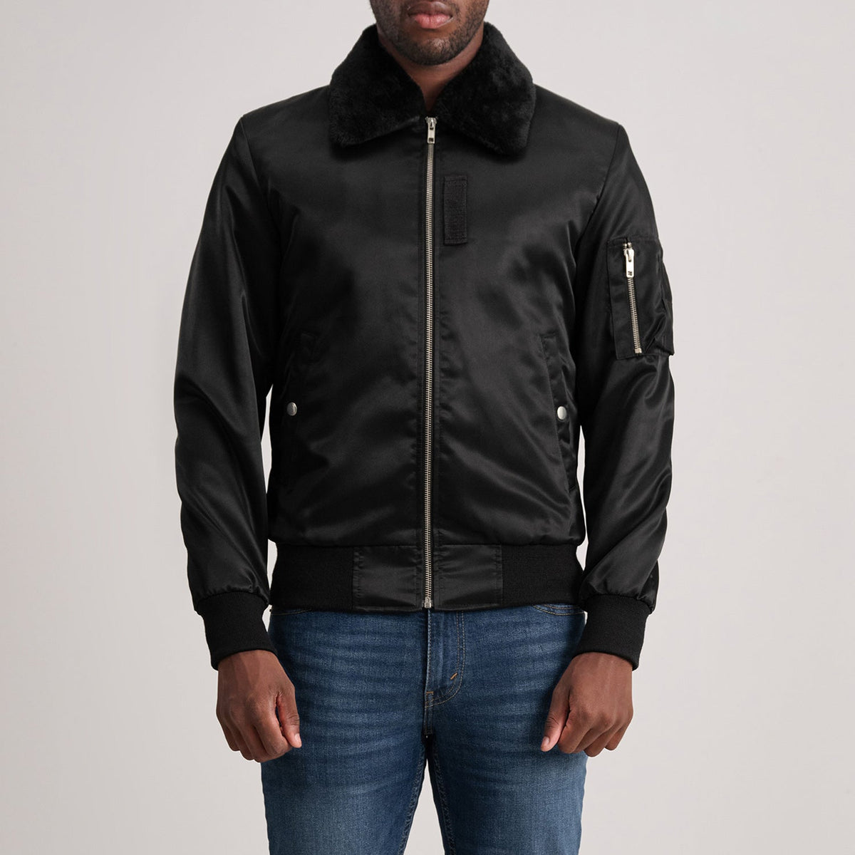 Clyde B-15 Black Bomber Jacket - men's jacket in black, view 1