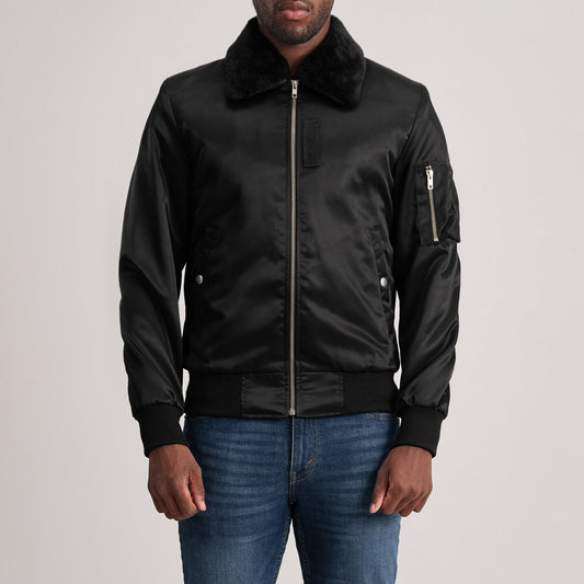 Clyde B-15 Black Bomber Jacket - men's jacket in black, view 1