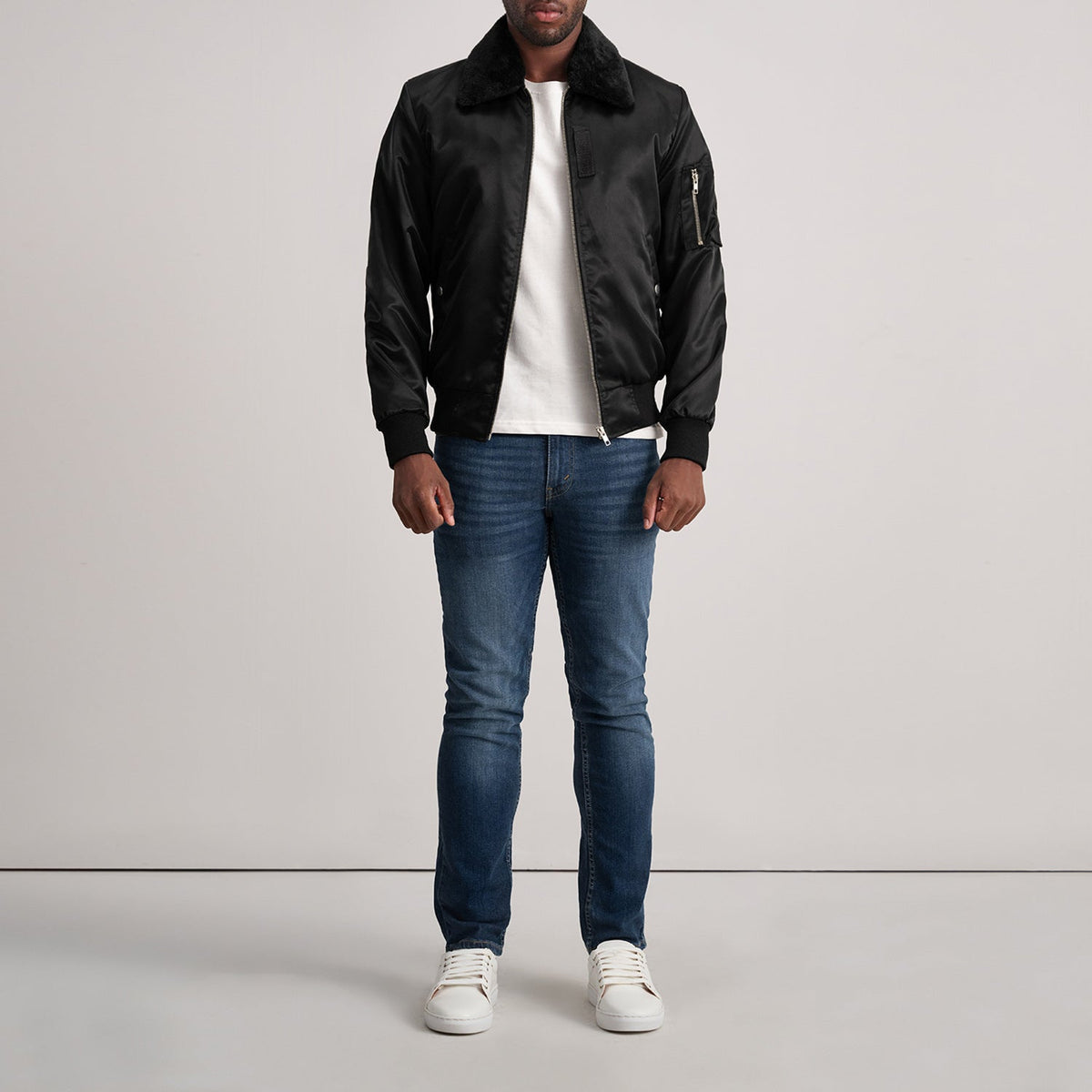 Clyde B-15 Black Bomber Jacket - men's jacket in black, view 3
