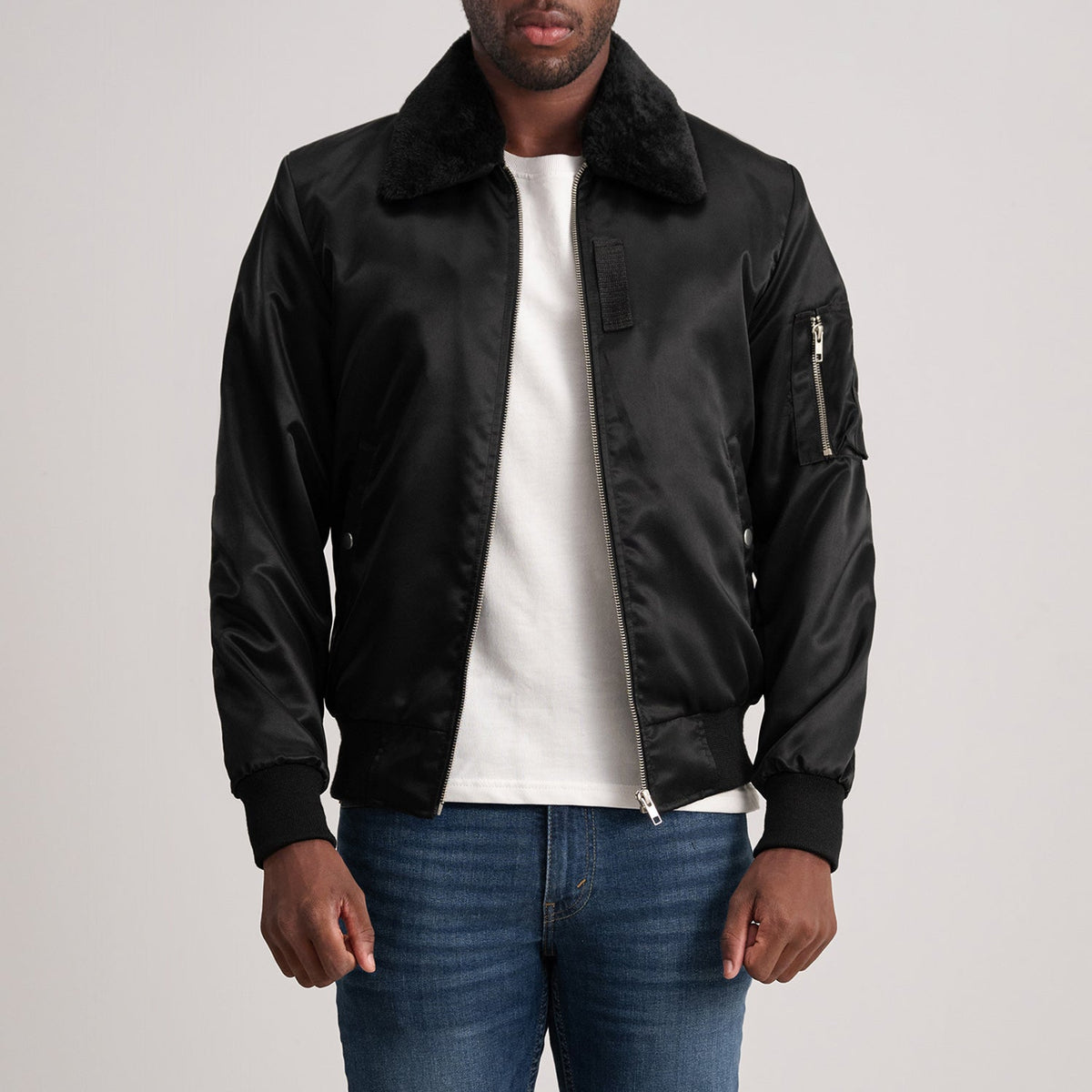 Clyde B-15 Black Bomber Jacket - men's jacket in black, view 4