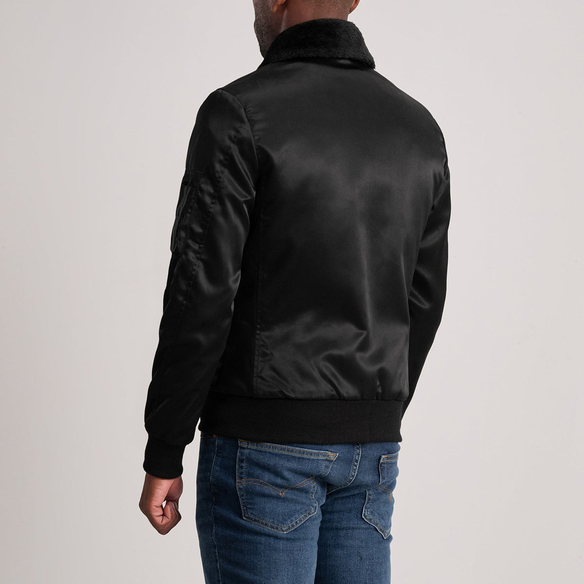 Clyde B-15 Black Bomber Jacket - men's jacket in black, view 5