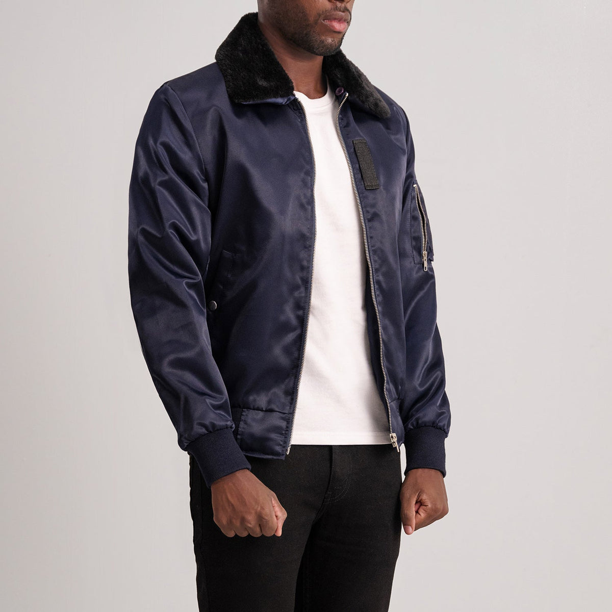 Clyde B-15 Blue Bomber Jacket - men's jacket in blue, view 2