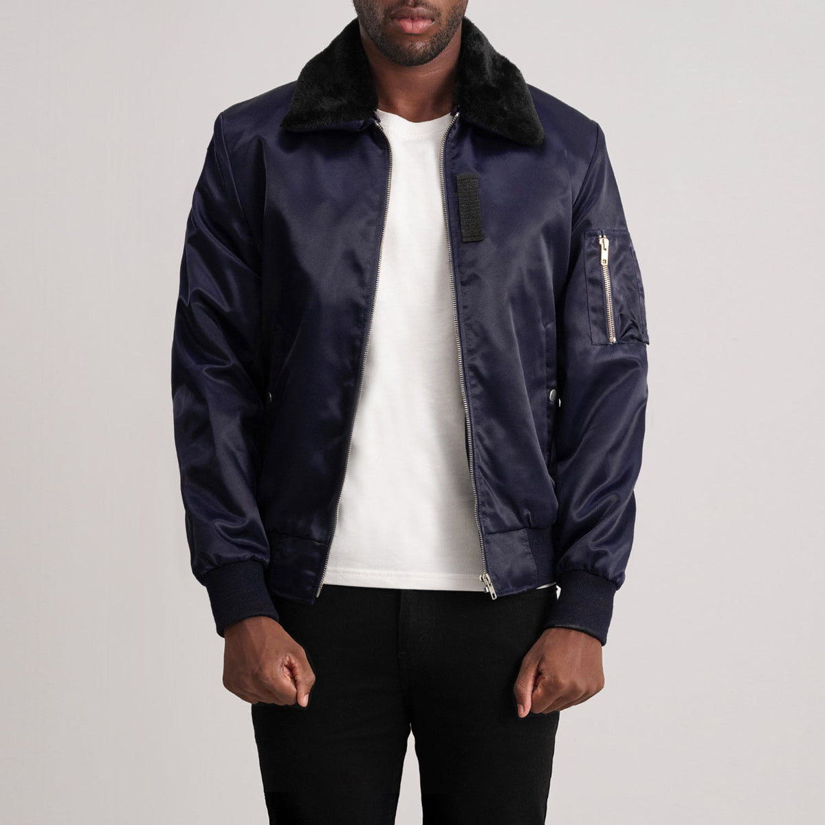 Clyde B-15 Blue Bomber Jacket - men's jacket in blue, view 3