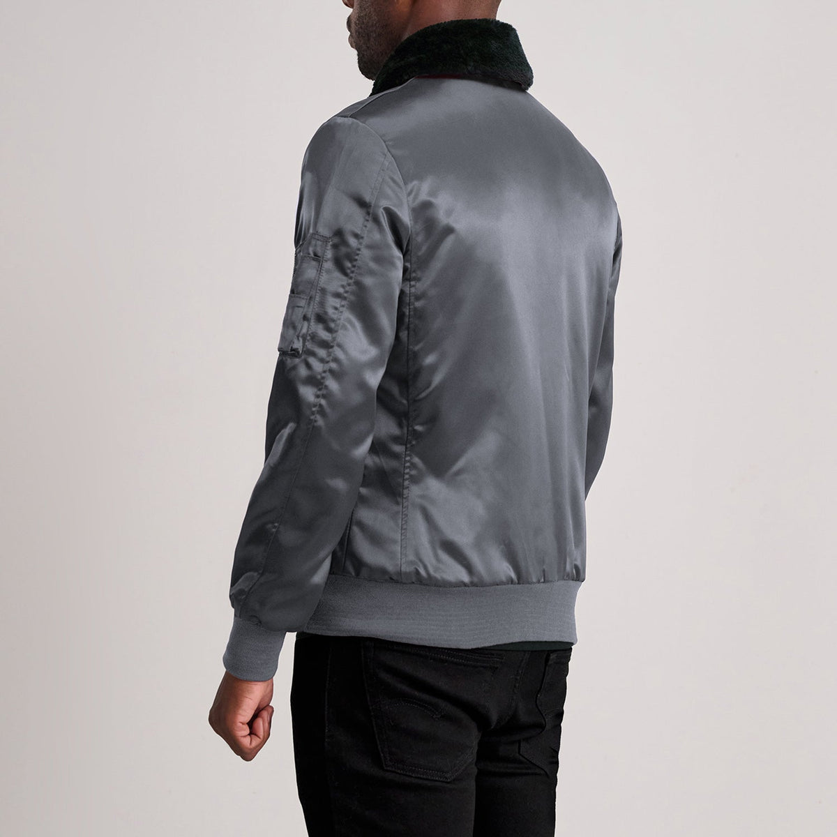 Clyde B-15 Grey Bomber Jacket - men's jacket in grey, view 5