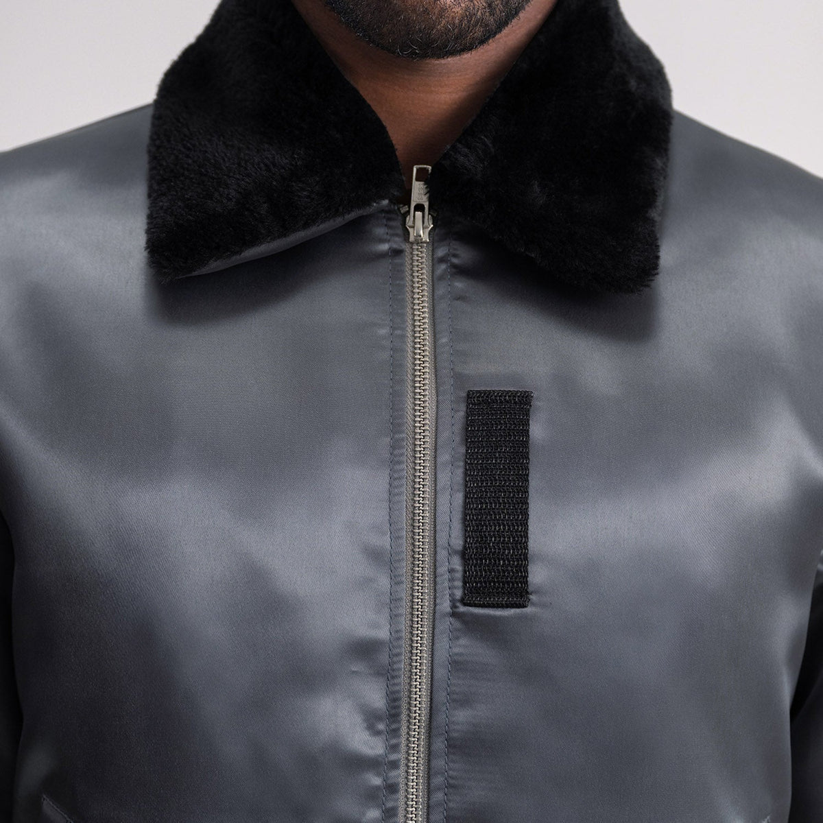 Clyde B-15 Grey Bomber Jacket - men's jacket in grey, view 6