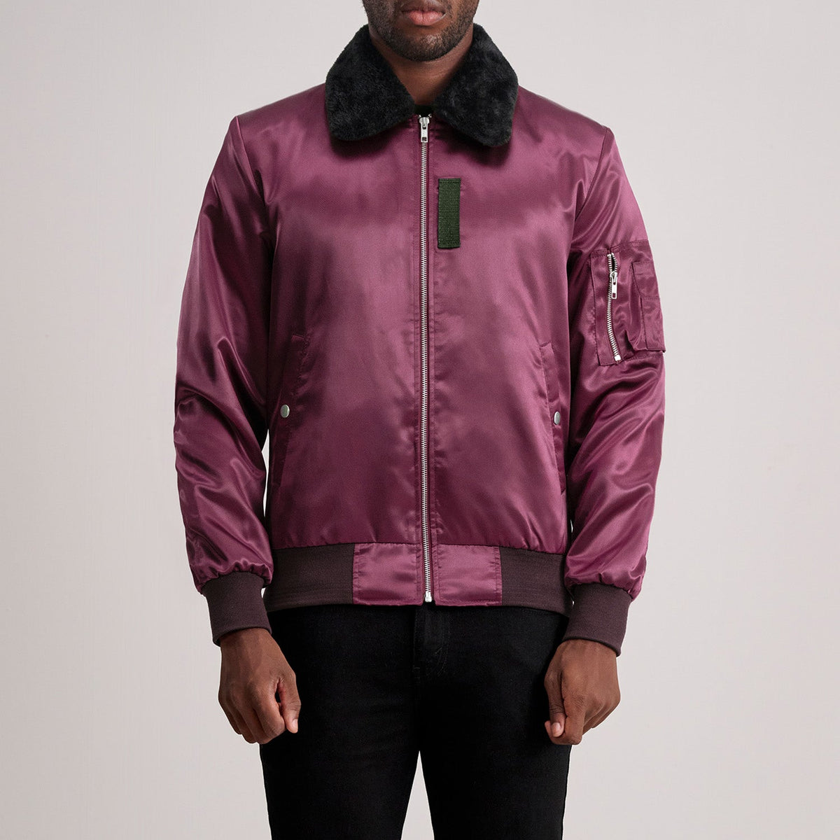 Clyde B-15 Maroon Bomber Jacket - men's jacket in maroon, view 1