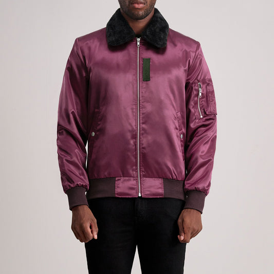 Clyde B-15 Maroon Bomber Jacket - men's jacket in maroon, view 1