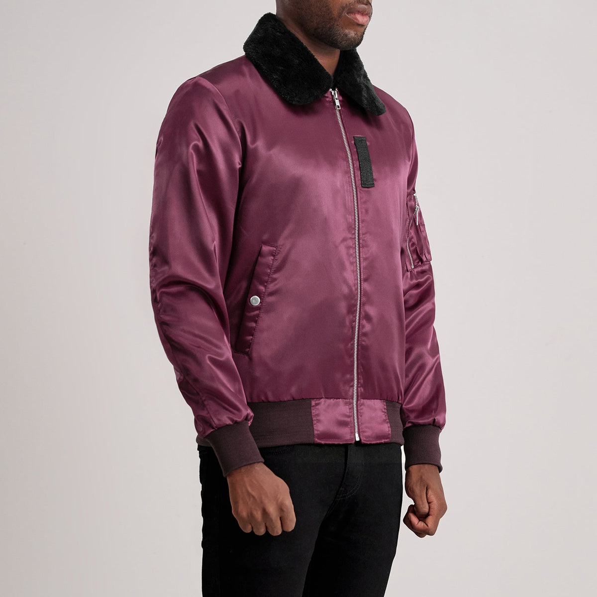 Clyde B-15 Maroon Bomber Jacket - men's jacket in maroon, view 2