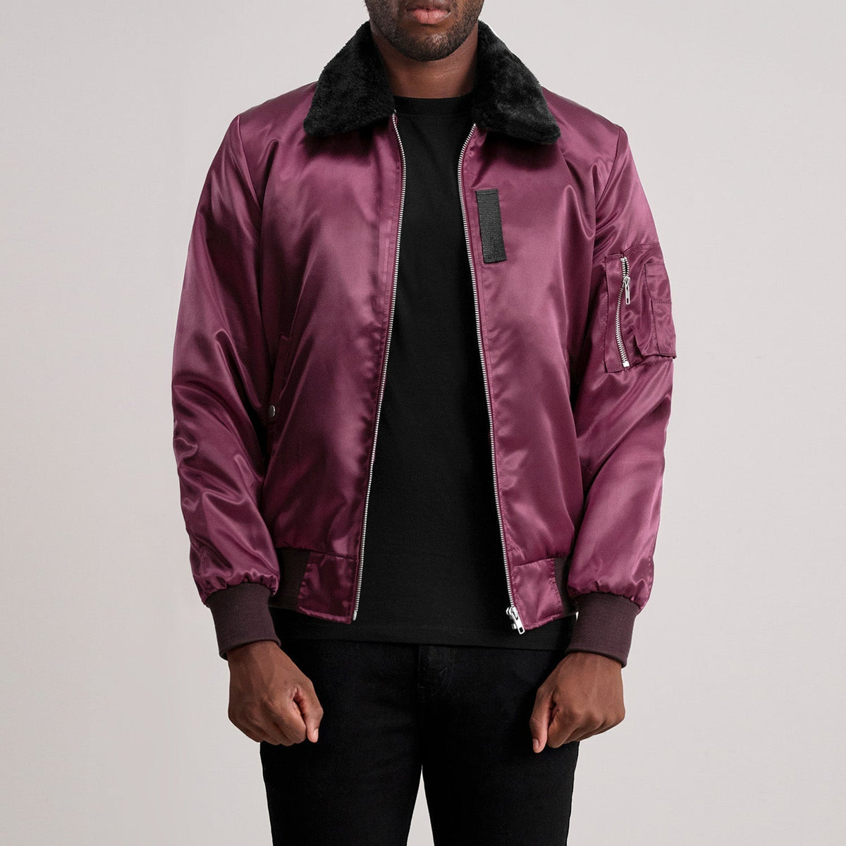 Clyde B-15 Maroon Bomber Jacket - men's jacket in maroon, view 3