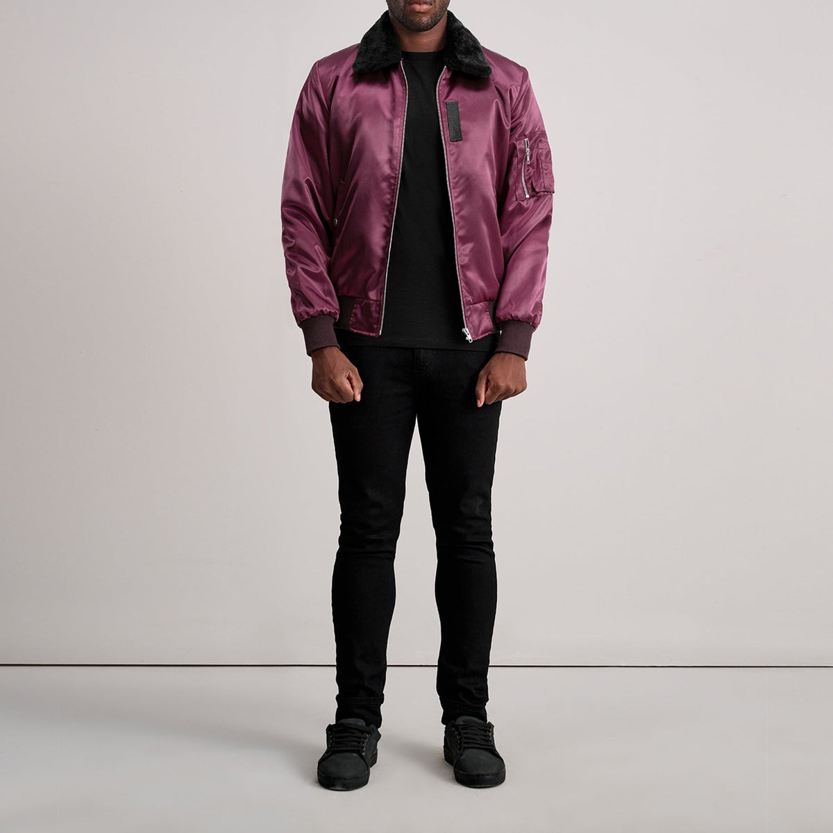 Clyde B-15 Maroon Bomber Jacket - men's jacket in maroon, view 4