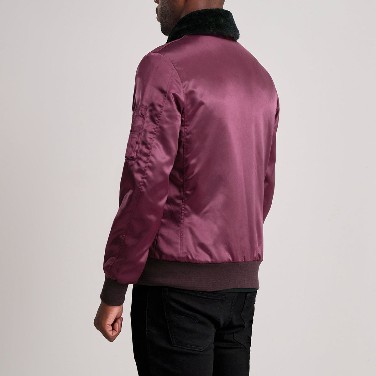 Clyde B-15 Maroon Bomber Jacket - men's jacket in maroon, view 5