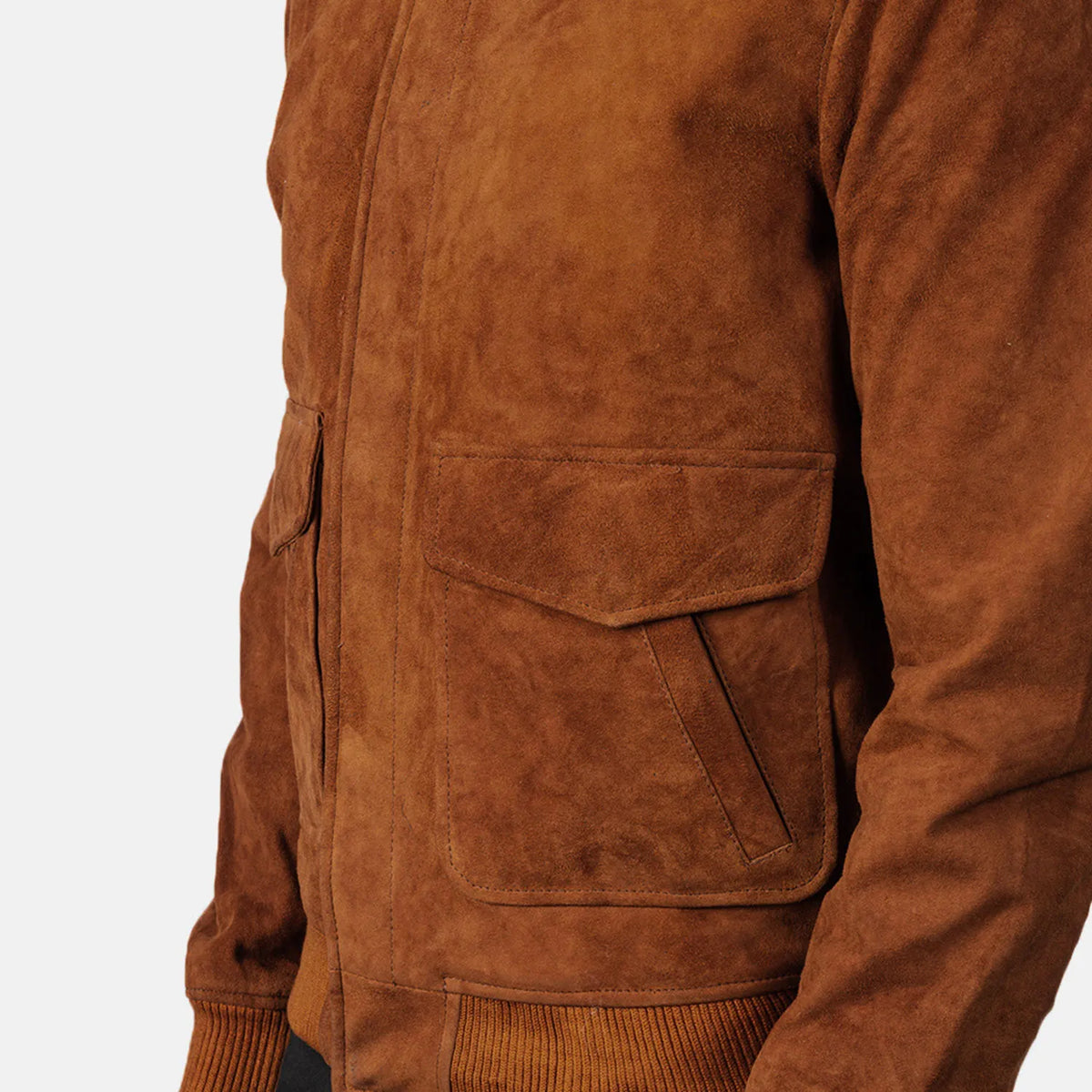 Coffmen Brown Suede A2 Bomber Jacket - men's jacket in brown suede leather, view 6