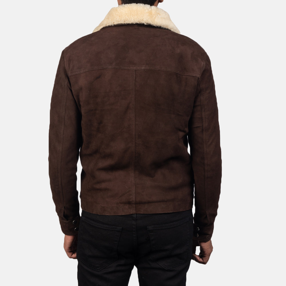 Coffner Brown Shearling Fur Jacket - men's jacket in brown goatskin leather, view 6