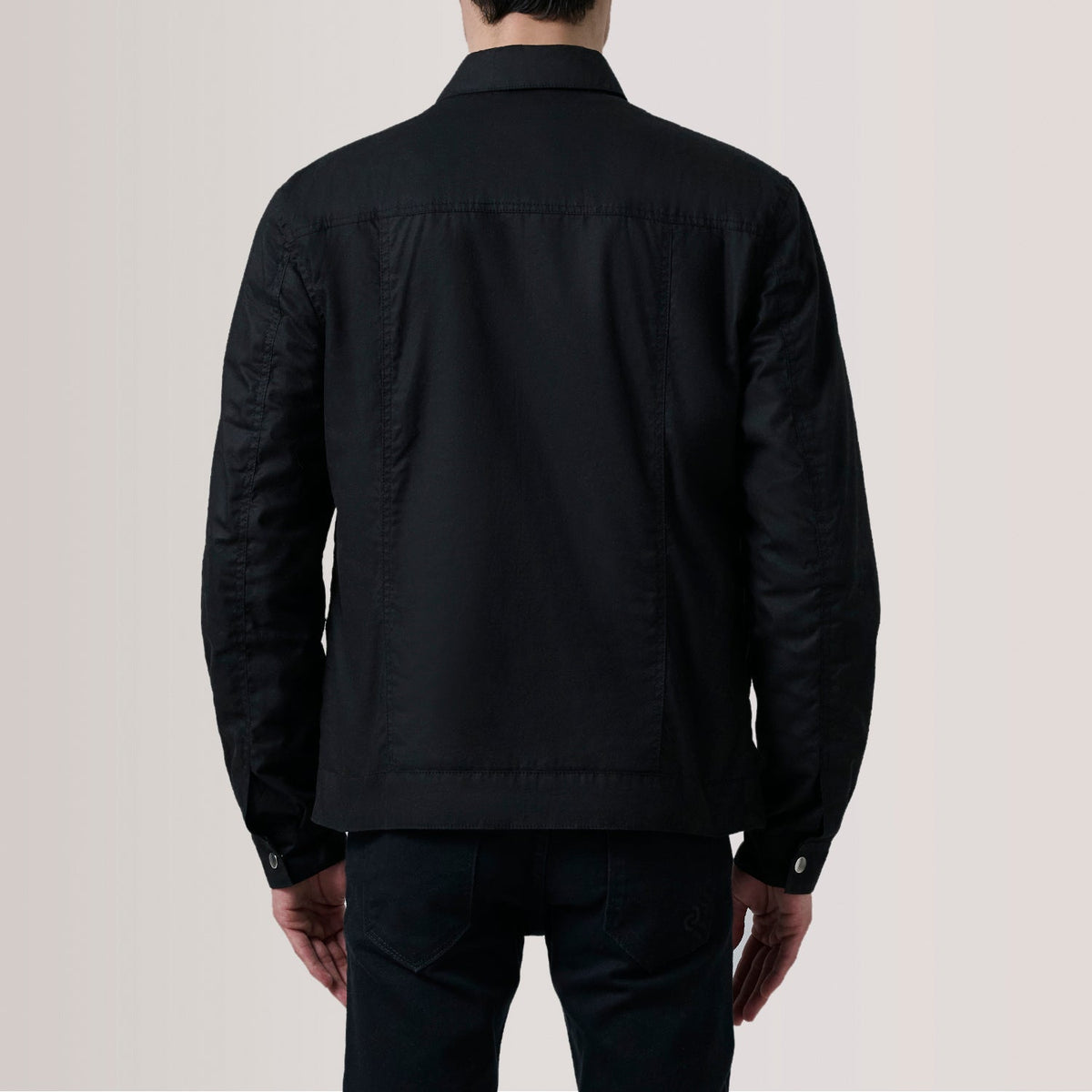 Colberto Black Waxed Canvas Trucker Jacket - men's jacket in black waxed canvas, view 4