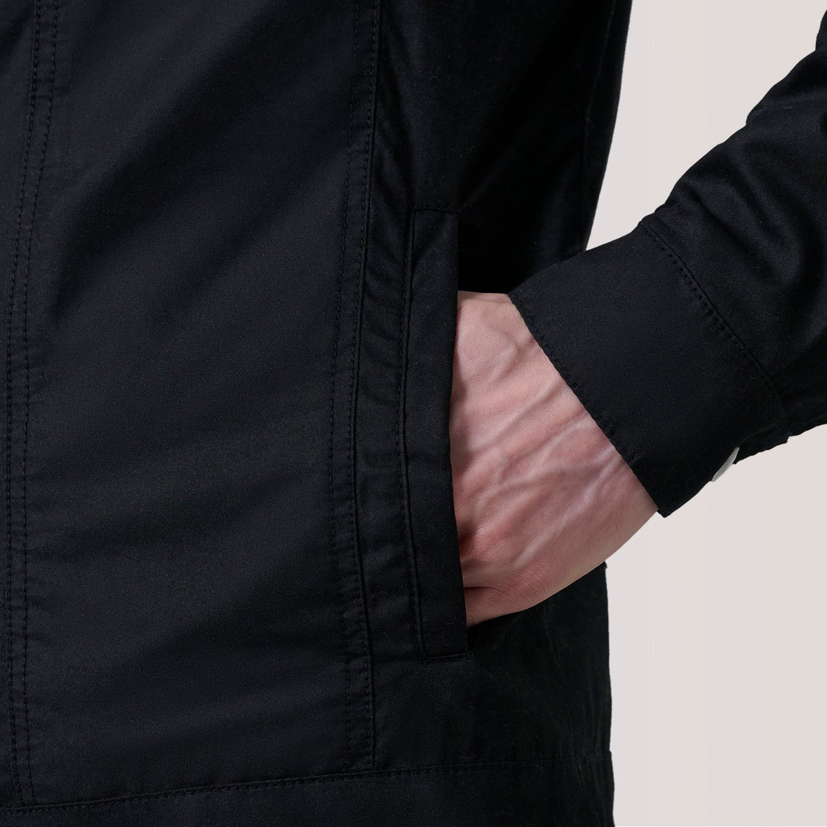 Colberto Black Waxed Canvas Trucker Jacket - men's jacket in black waxed canvas, view 6