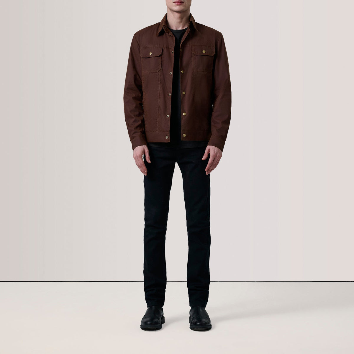 Colberto Brown Waxed Canvas Trucker Jacket - men's jacket in brown waxed canvas, view 2