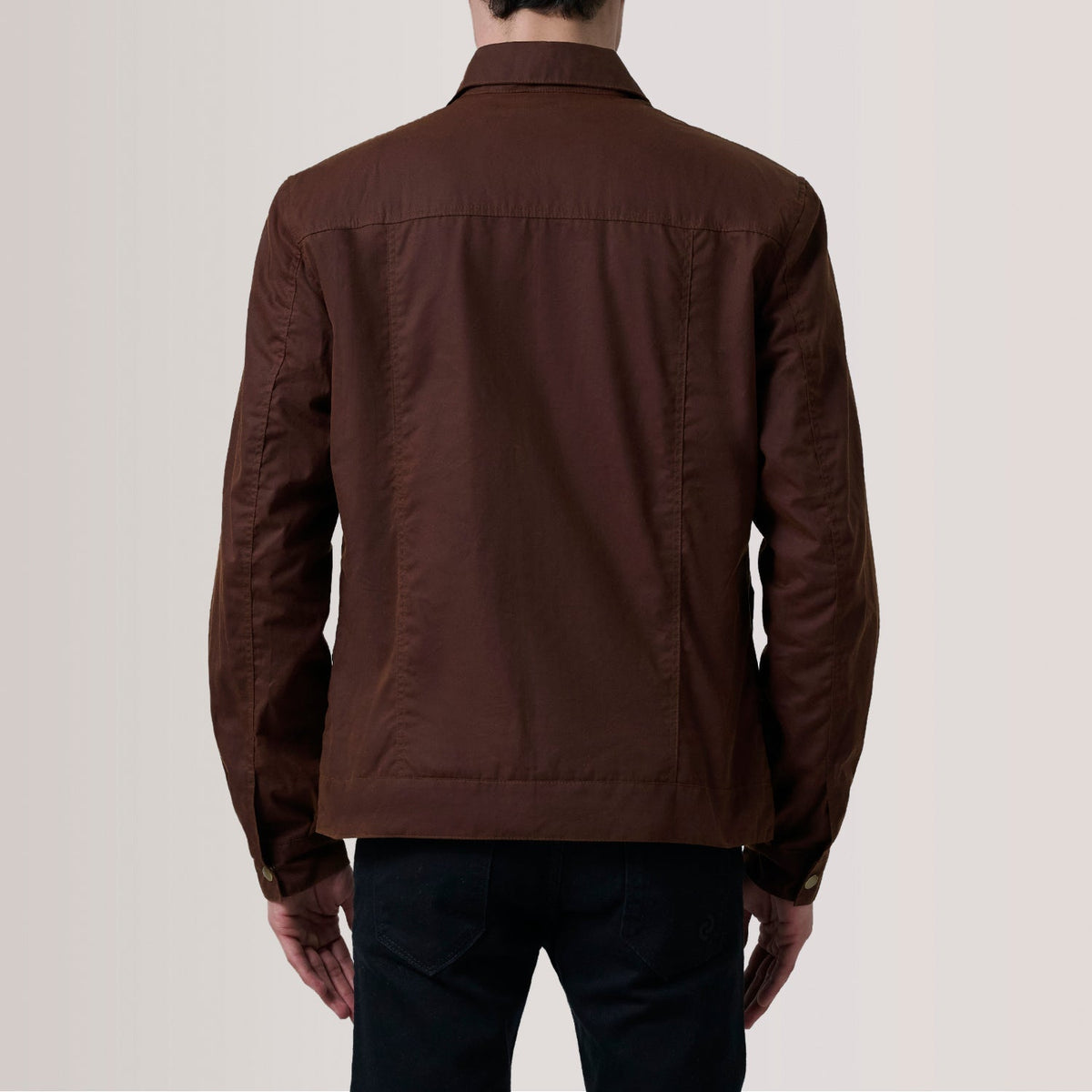 Colberto Brown Waxed Canvas Trucker Jacket - men's jacket in brown waxed canvas, view 4