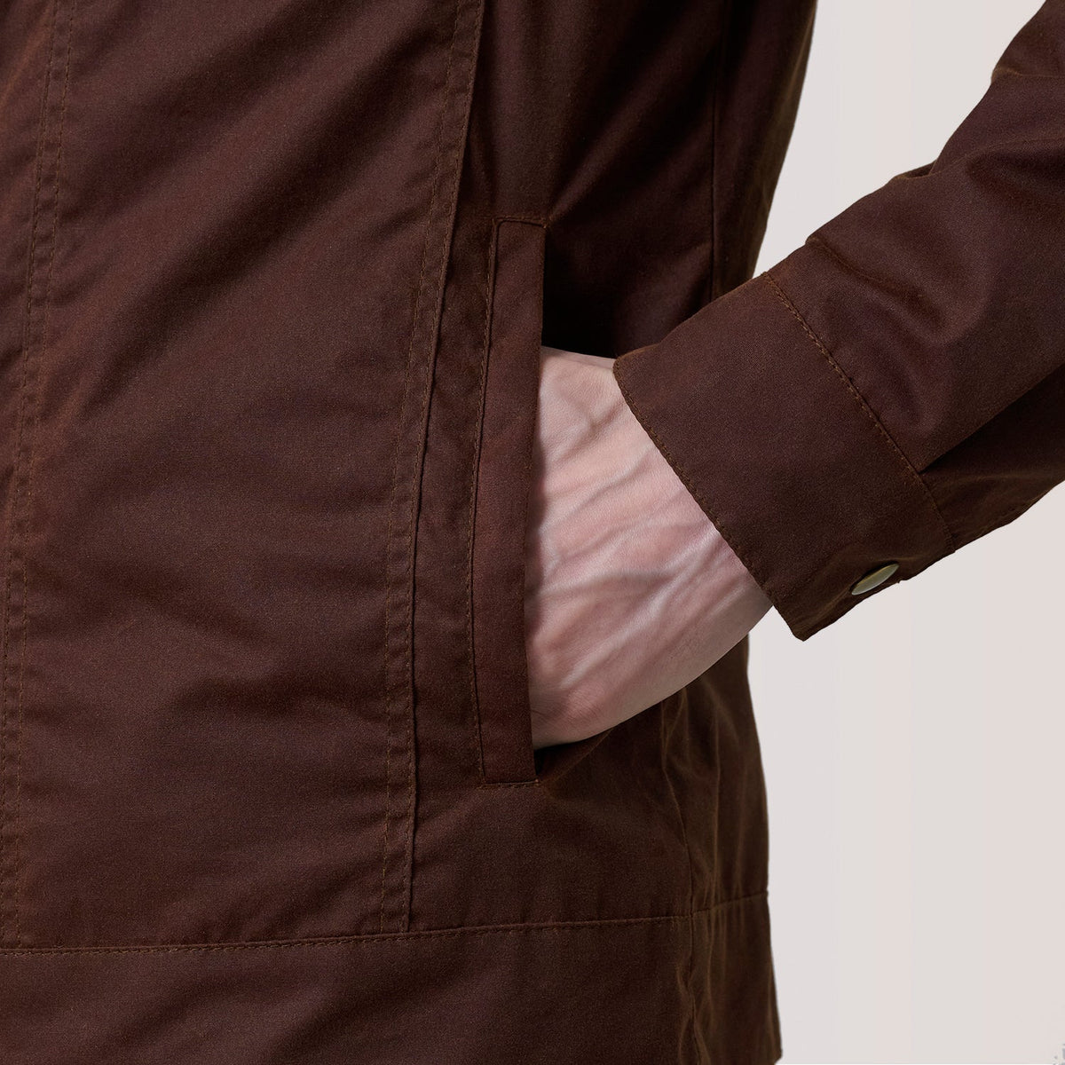 Colberto Brown Waxed Canvas Trucker Jacket - men's jacket in brown waxed canvas, view 6