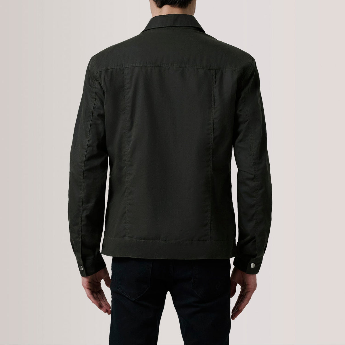 Colberto Olive Waxed Canvas Trucker Jacket - men's jacket in olive waxed canvas, view 4