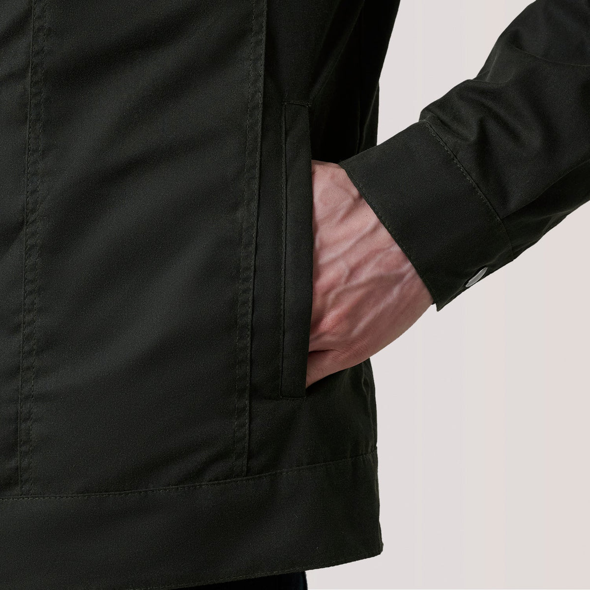 Colberto Olive Waxed Canvas Trucker Jacket - men's jacket in olive waxed canvas, view 6