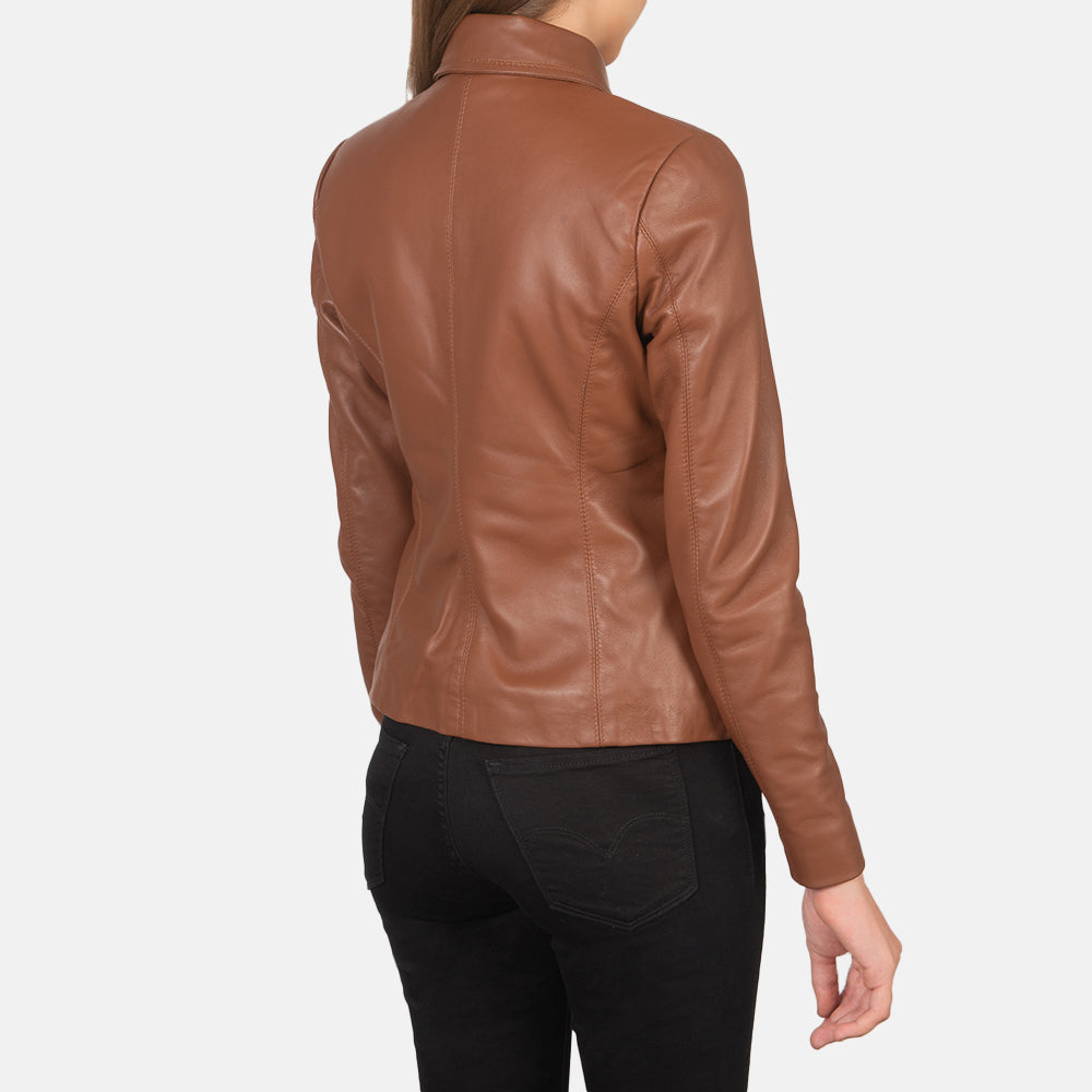 Colette Brown Leather Jacket - women's jacket in brown sheepskin leather, view 5