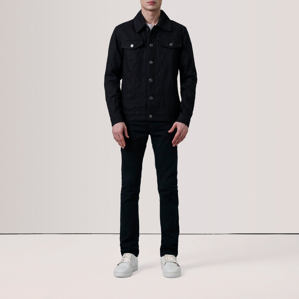 Conard Black Denim Trucker Jacket - men's jacket in black denim, view 2