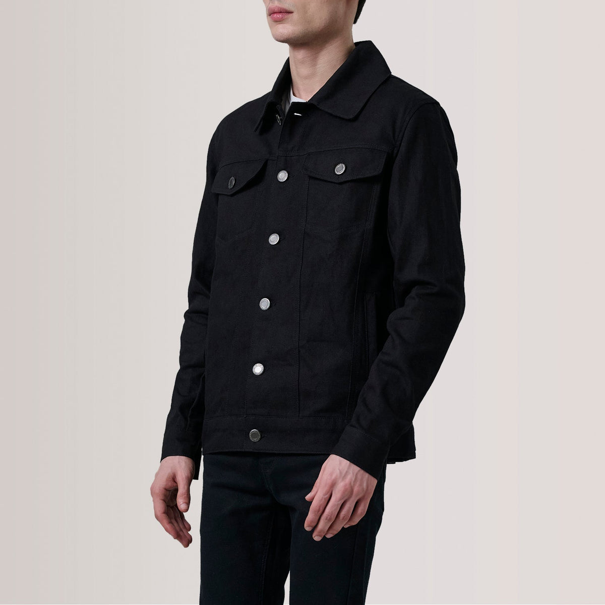 Conard Black Denim Trucker Jacket - men's jacket in black denim, view 3